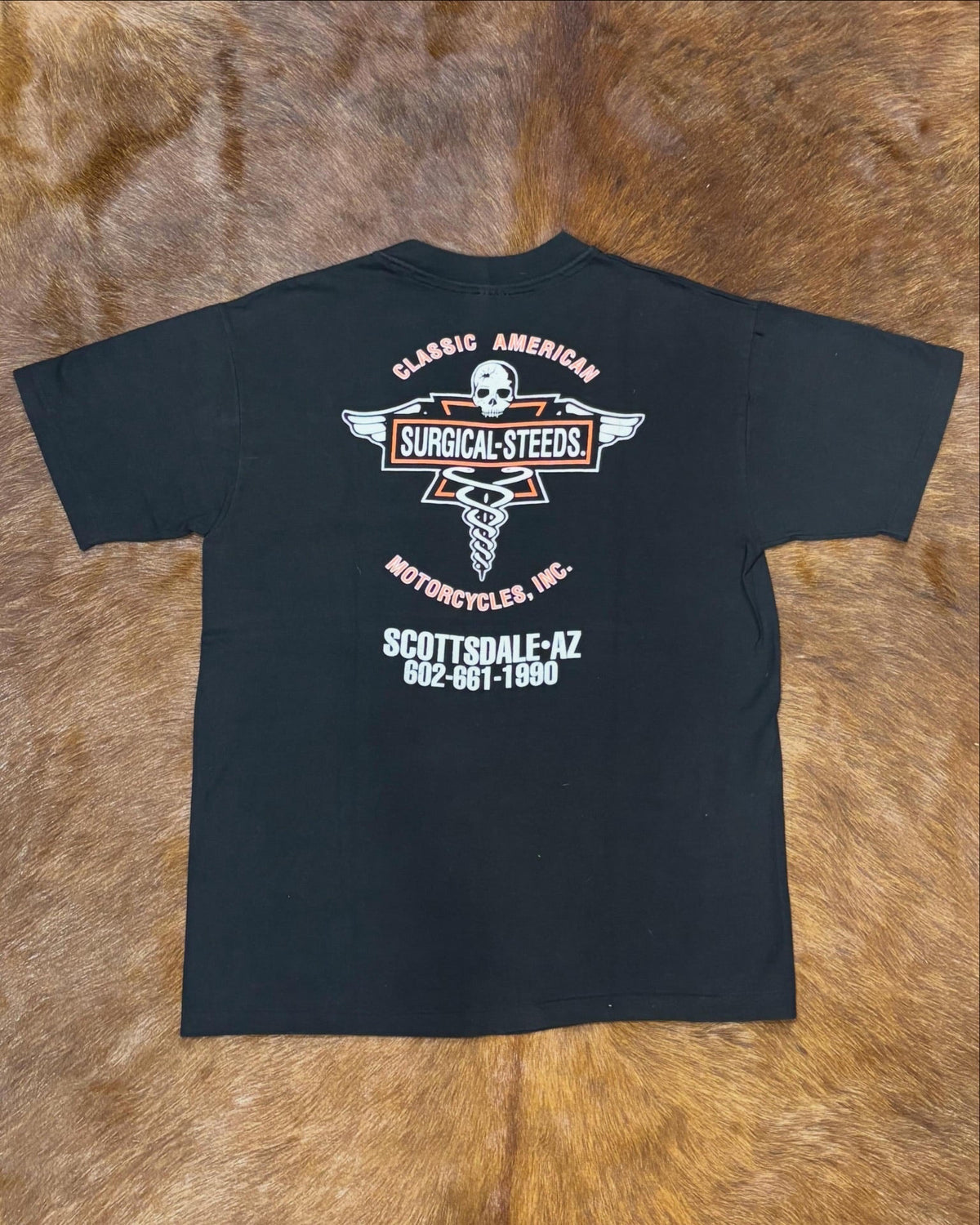 Vintage 「“Bad to the Bone” Skull & Checkered Flag」