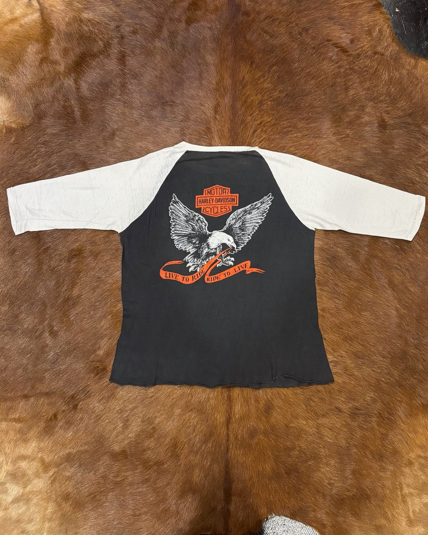 Vintage Harley-Davidson 「“Live to Ride” Eagle Raglan」