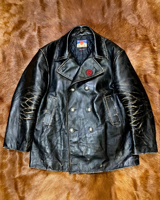 leather pea coat